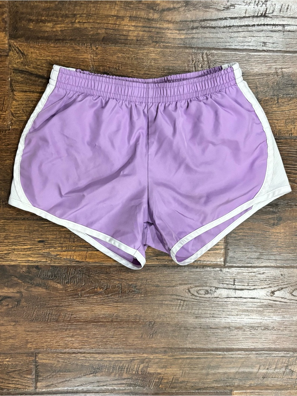Girls Nike Lavender Athletic Shorts with White Trim